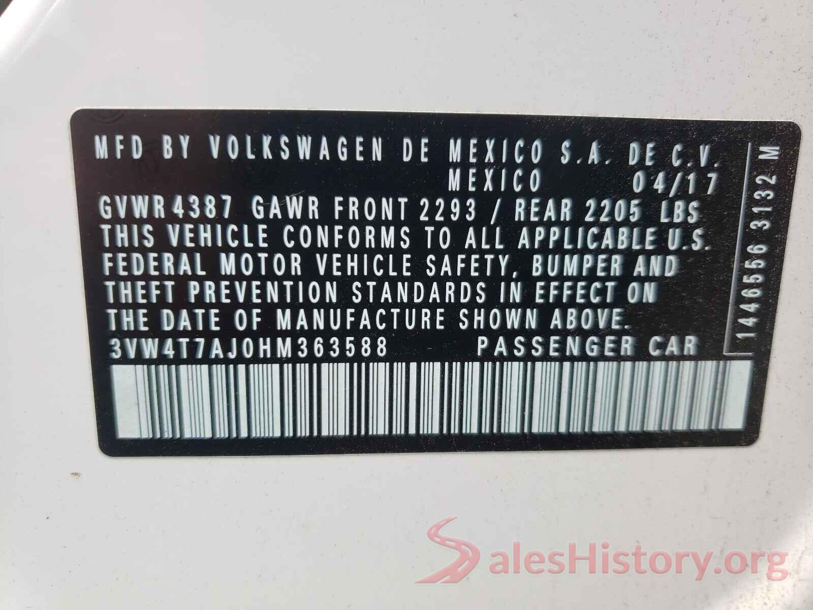 3VW4T7AJ0HM363588 2017 VOLKSWAGEN JETTA