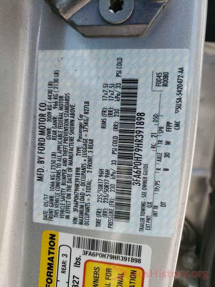 3FA6P0H79HR391898 2017 FORD FUSION