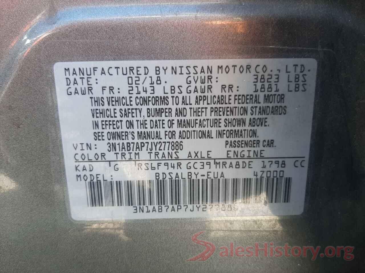 3N1AB7AP7JY277886 2018 NISSAN SENTRA