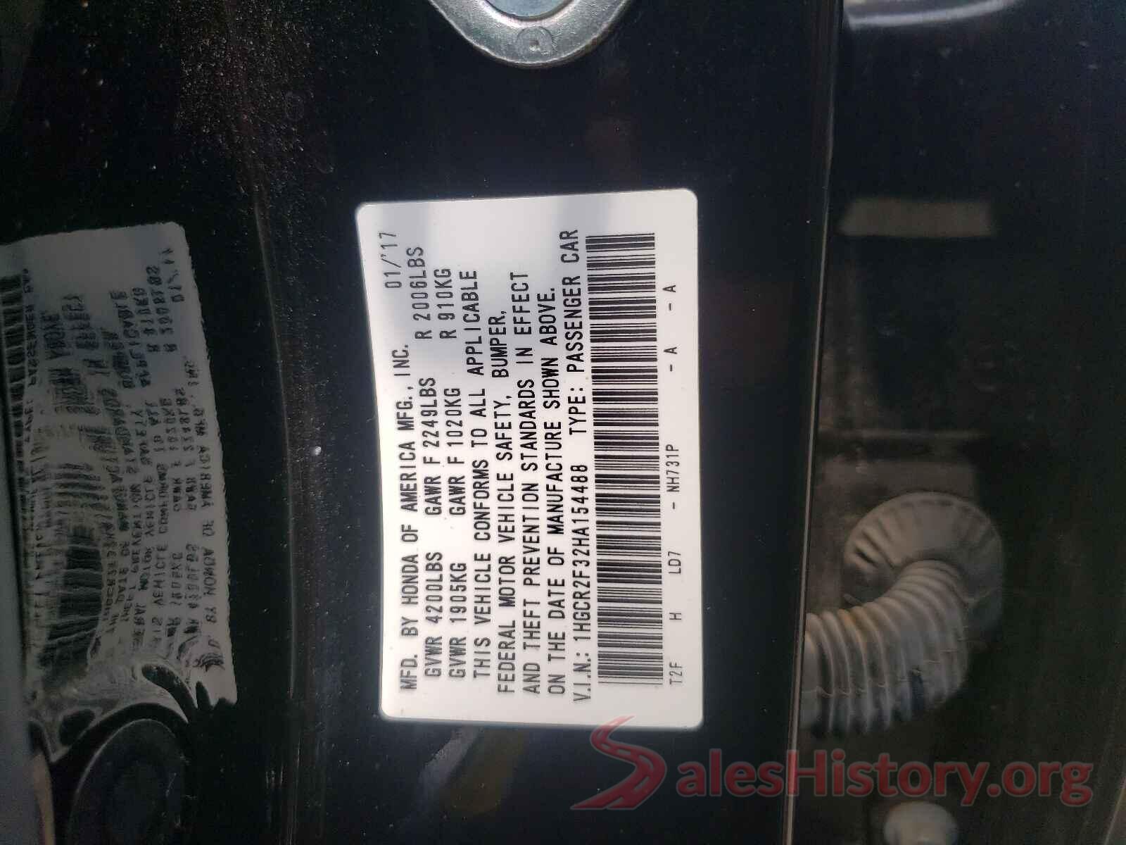 1HGCR2F32HA154488 2017 HONDA ACCORD