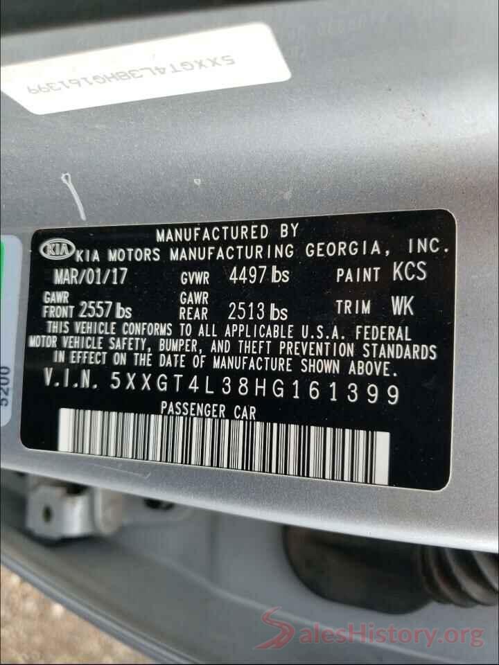 5XXGT4L38HG161399 2017 KIA OPTIMA