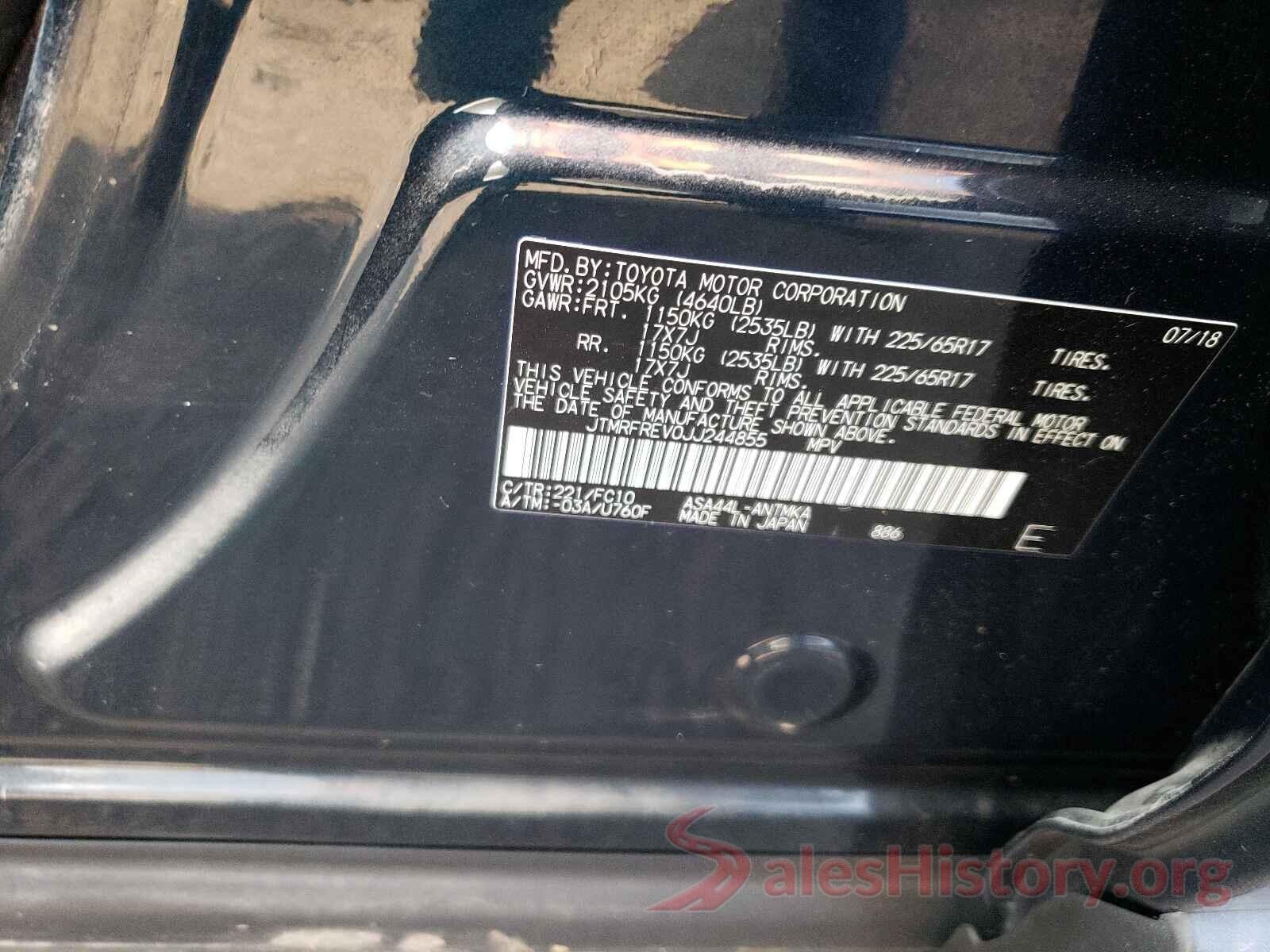 JTMRFREV0JJ244855 2018 TOYOTA RAV4