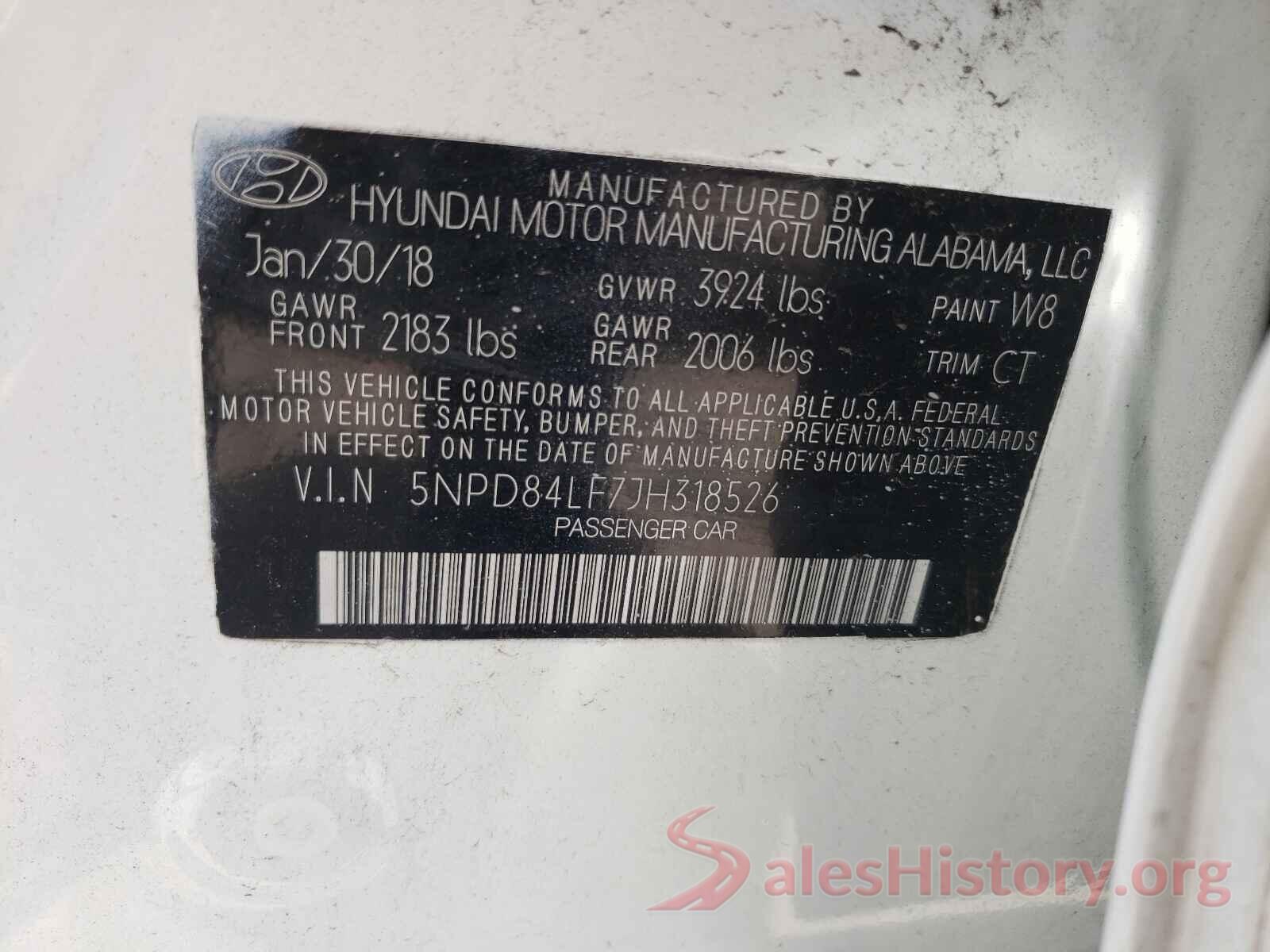 5NPD84LF7JH318526 2018 HYUNDAI ELANTRA