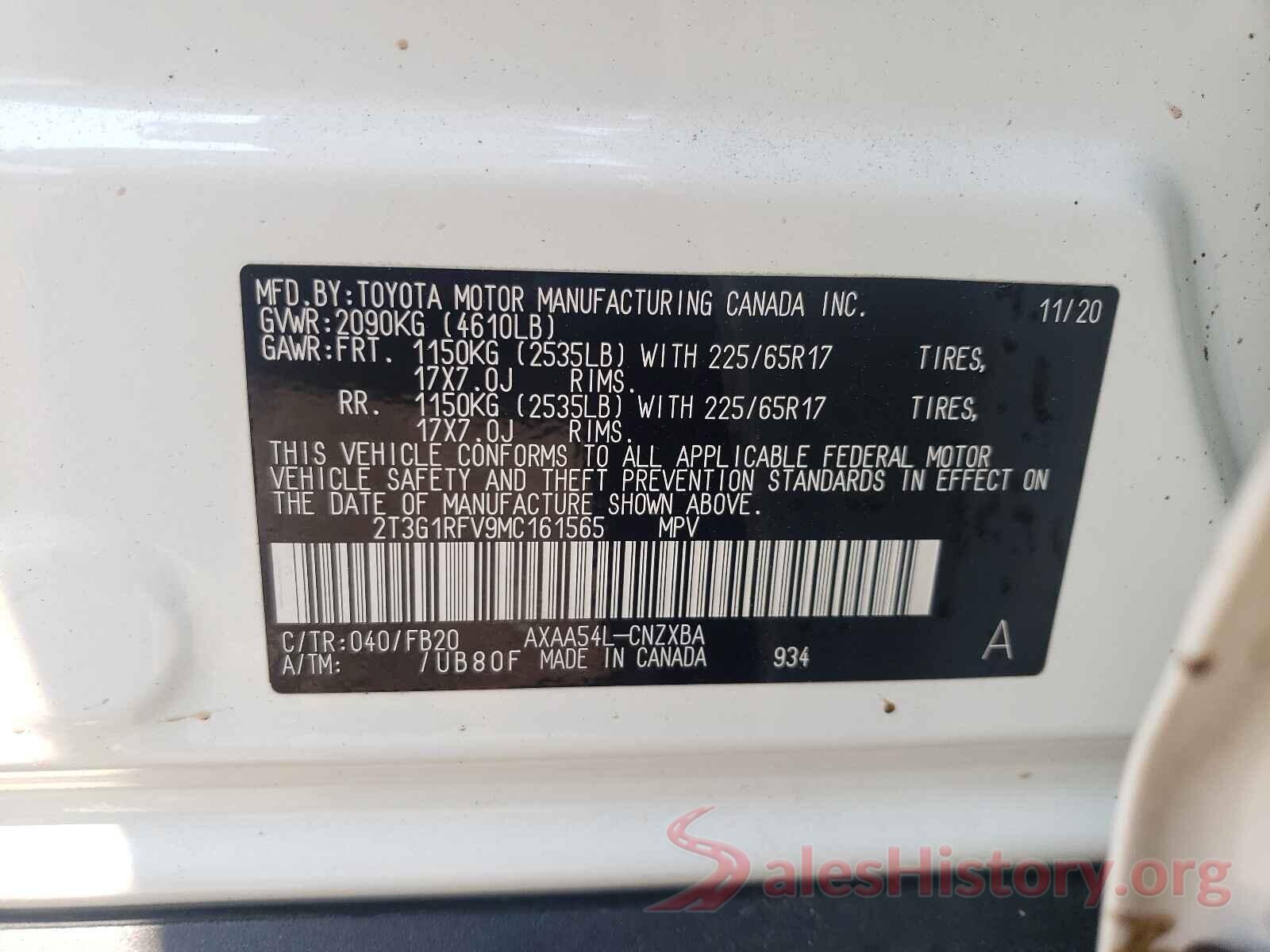 2T3G1RFV9MC161565 2021 TOYOTA RAV4