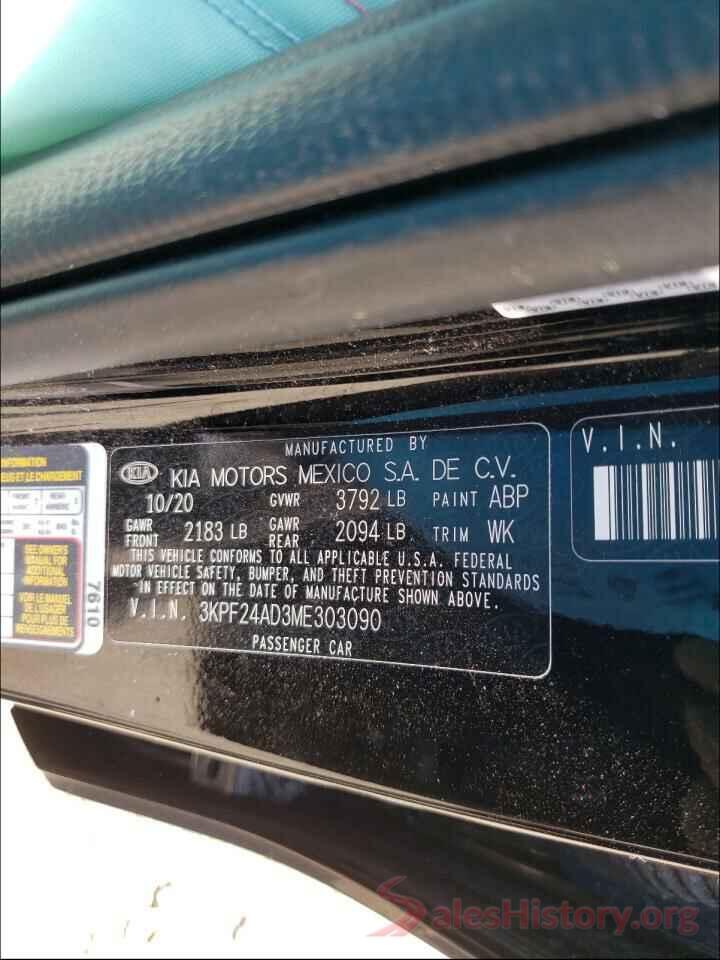 3KPF24AD3ME303090 2021 KIA FORTE