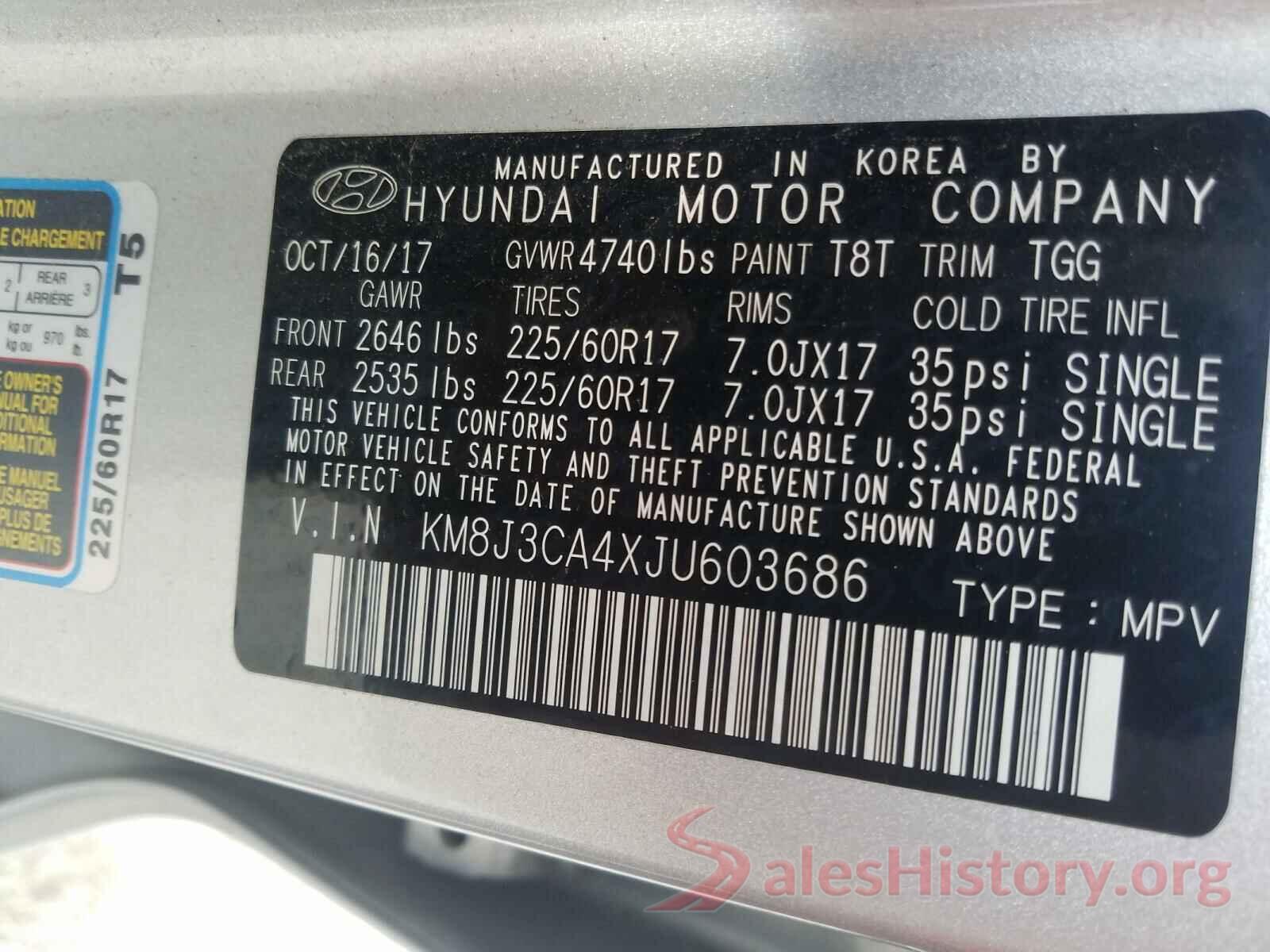 KM8J3CA4XJU603686 2018 HYUNDAI TUCSON