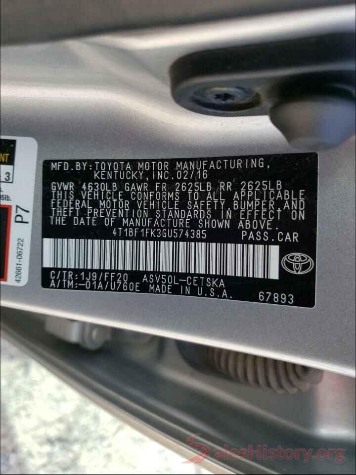 4T1BF1FK3GU574385 2016 TOYOTA CAMRY