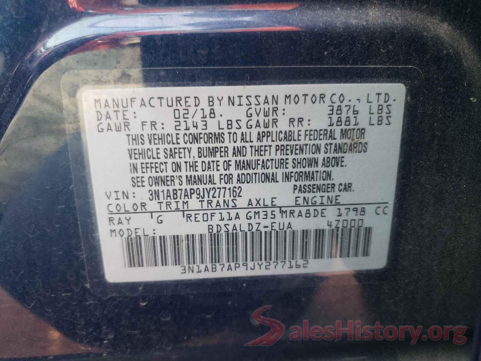 3N1AB7AP9JY277162 2018 NISSAN SENTRA