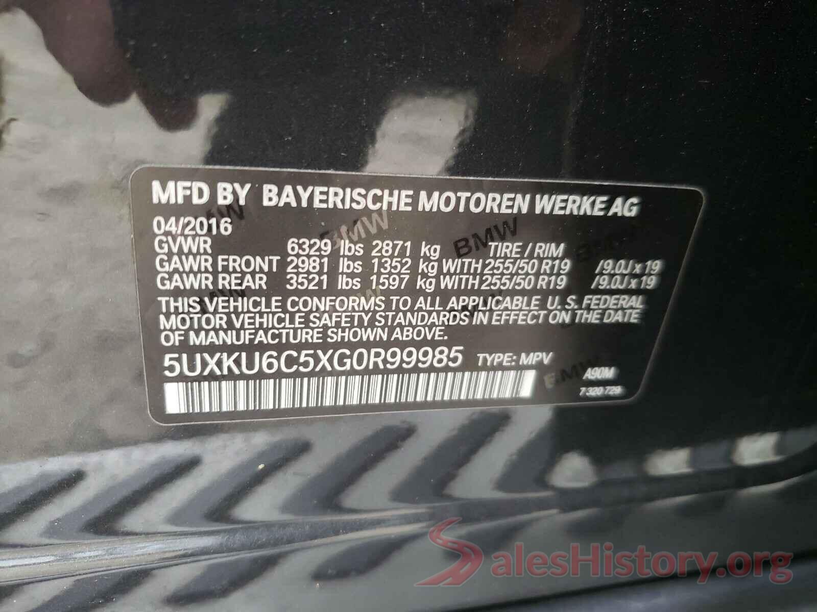 5UXKU6C5XG0R99985 2016 BMW X6