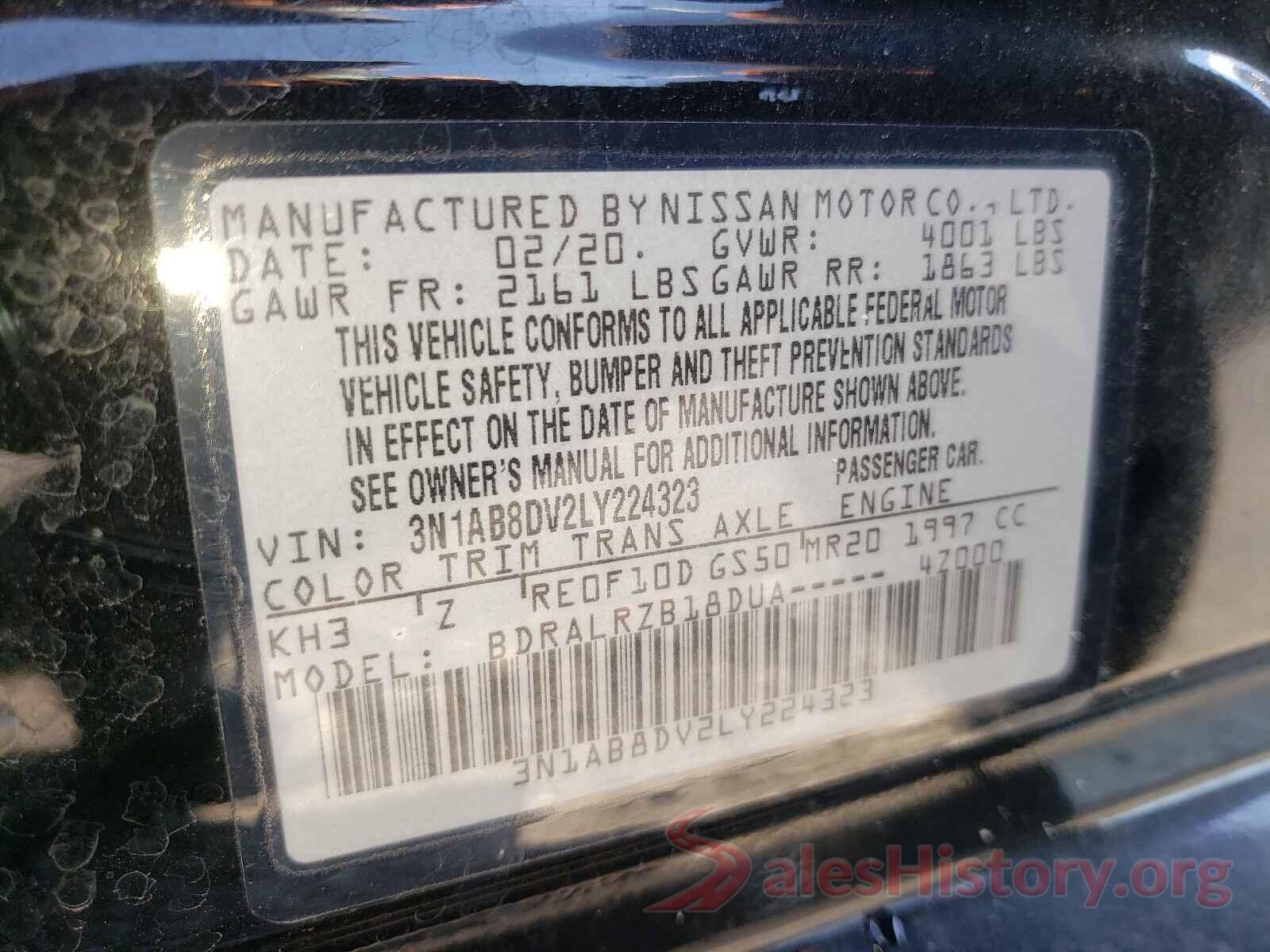 3N1AB8DV2LY224323 2020 NISSAN SENTRA