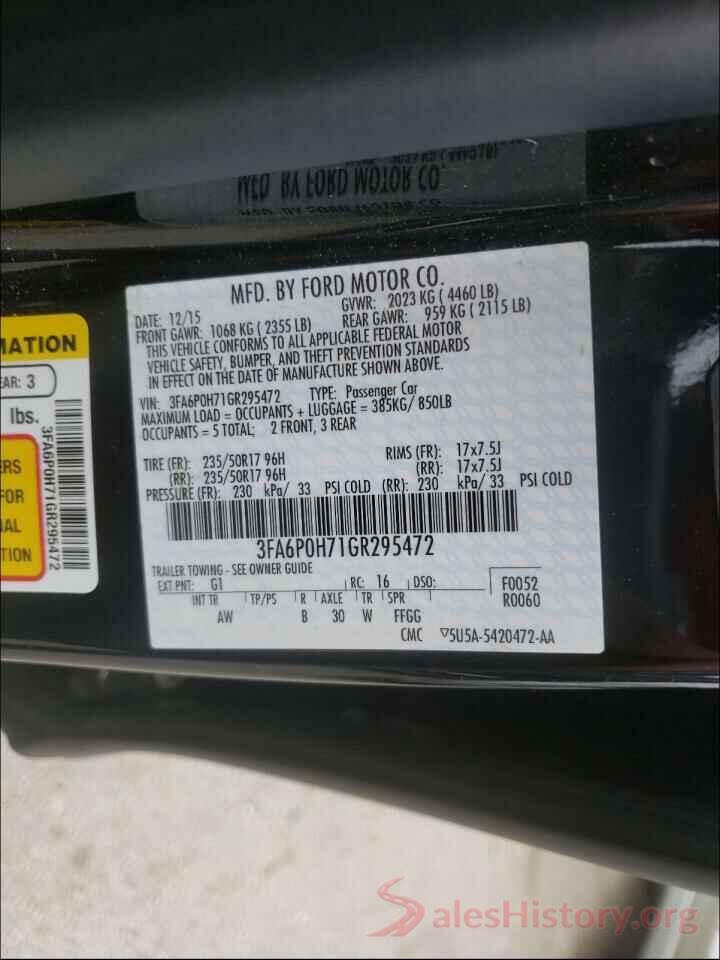 3FA6P0H71GR295472 2016 FORD FUSION