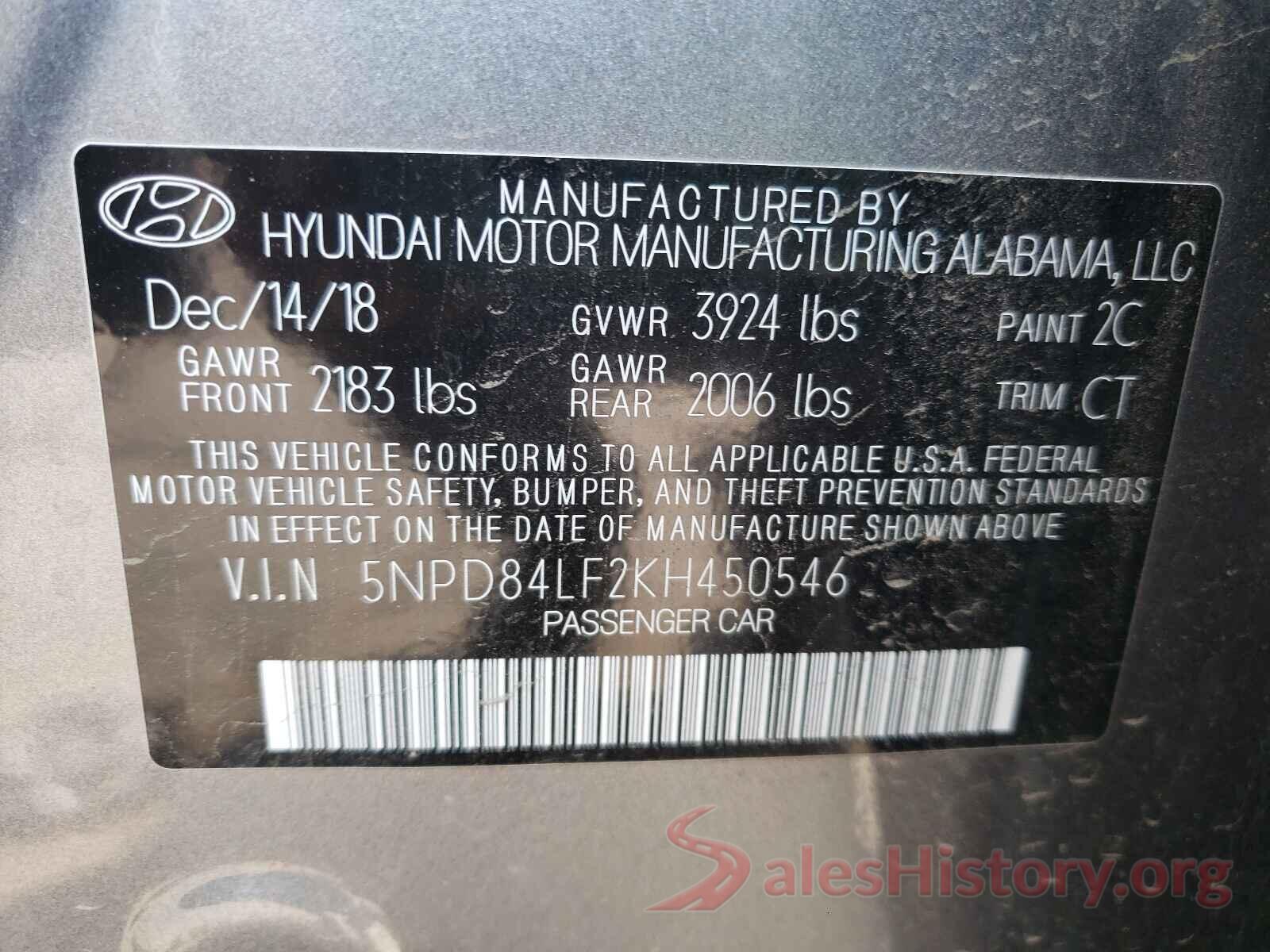 5NPD84LF2KH450546 2019 HYUNDAI ELANTRA