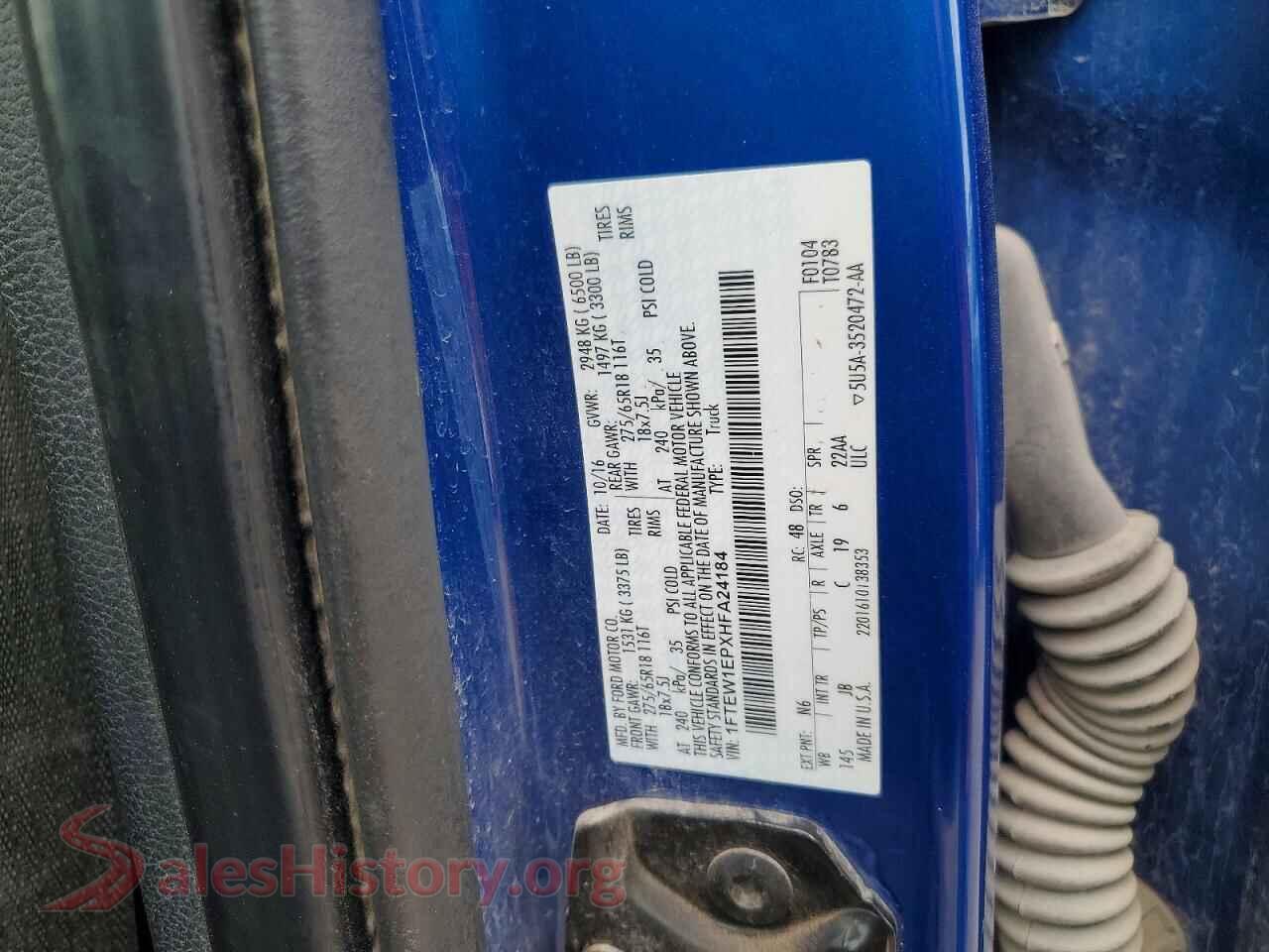 2017 FORD F150 VIN 1FTEW1EPXHFA24184, wheel and tire