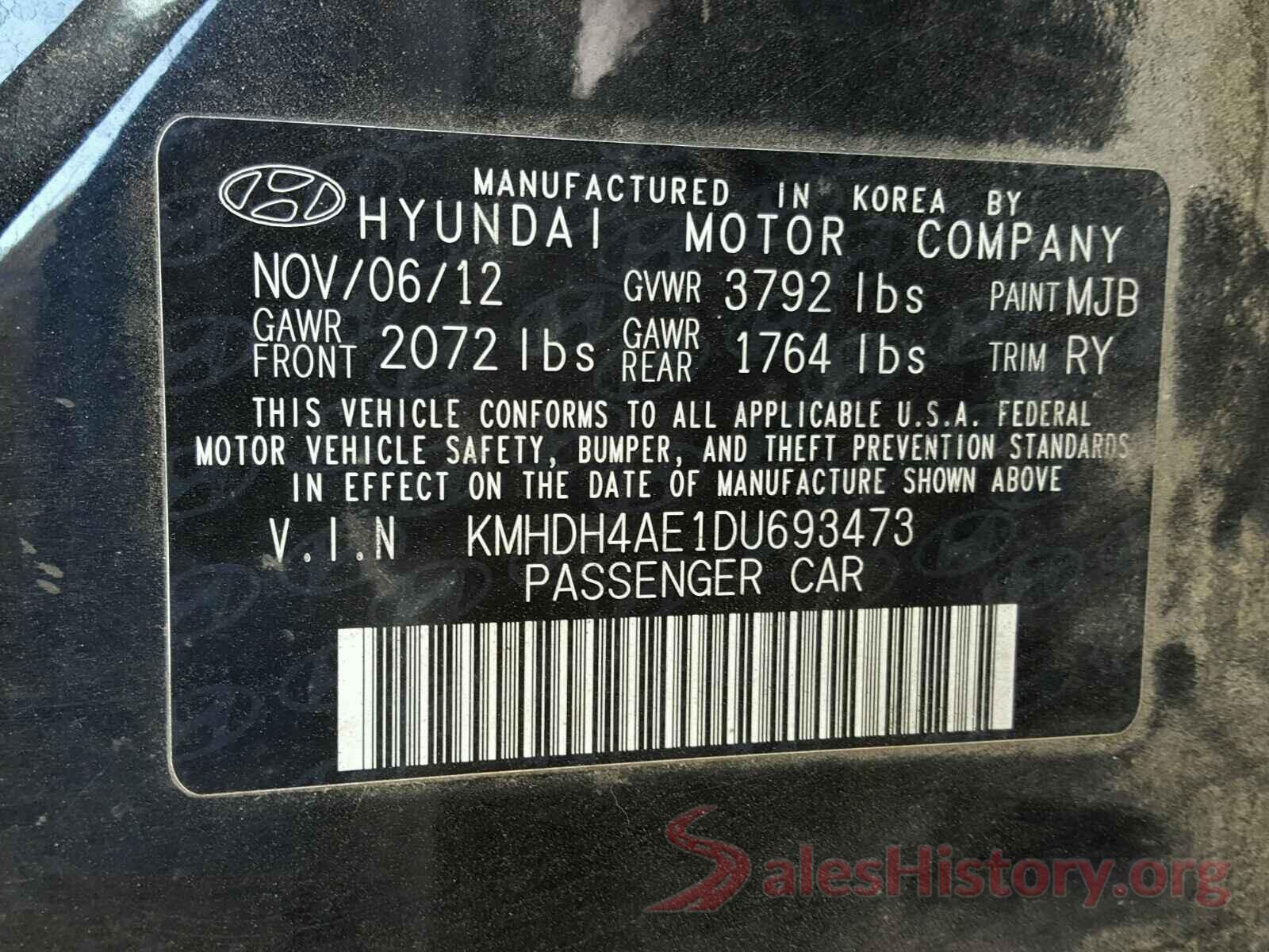 KMHDH4AE1DU693473 2013 HYUNDAI ELANTRA