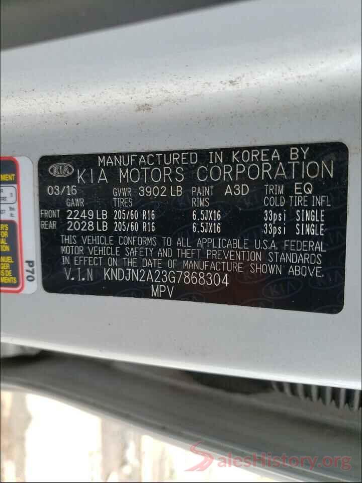 KNDJN2A23G7868304 2016 KIA SOUL