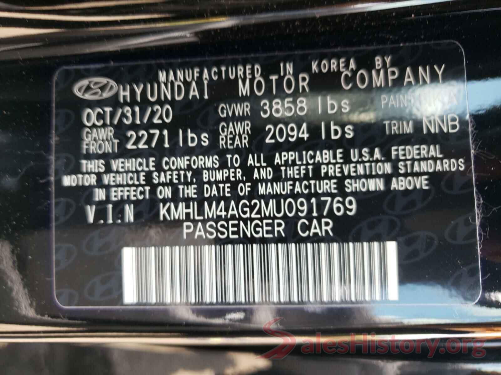 KMHLM4AG2MU091769 2021 HYUNDAI ELANTRA