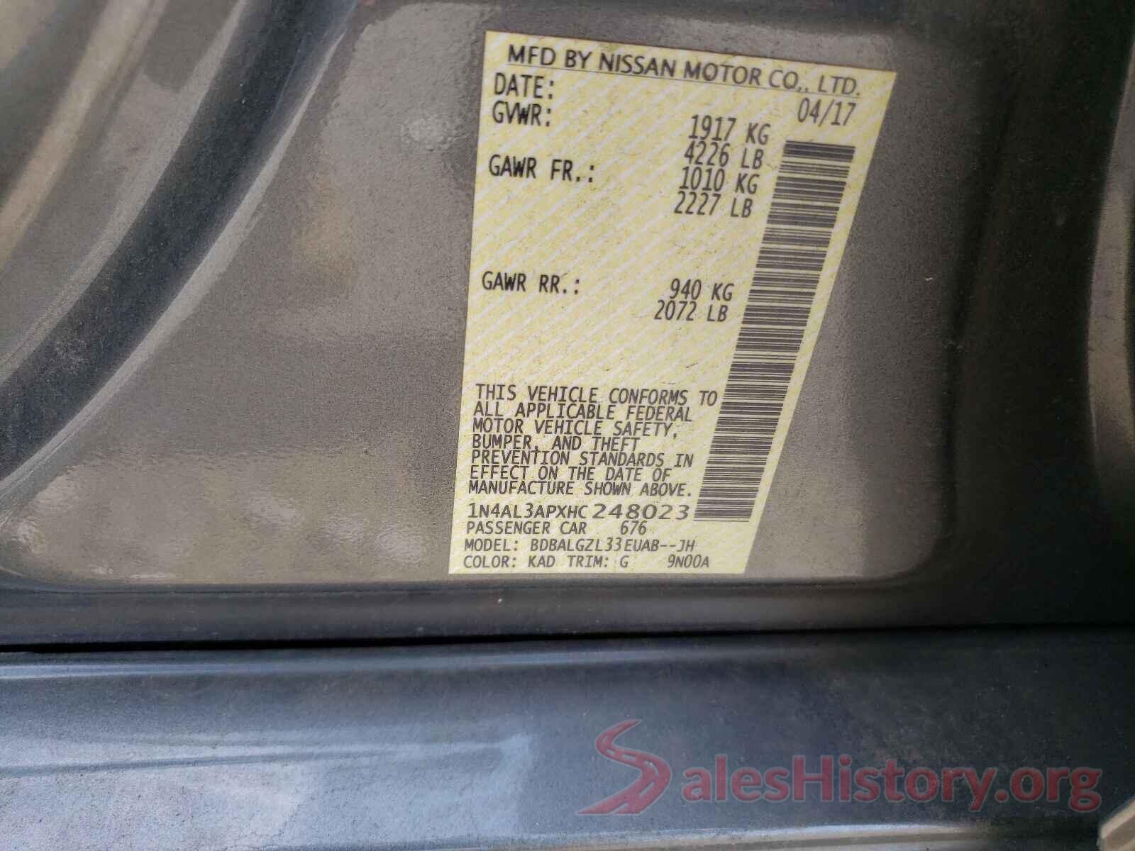 1N4AL3APXHC248023 2017 NISSAN ALTIMA