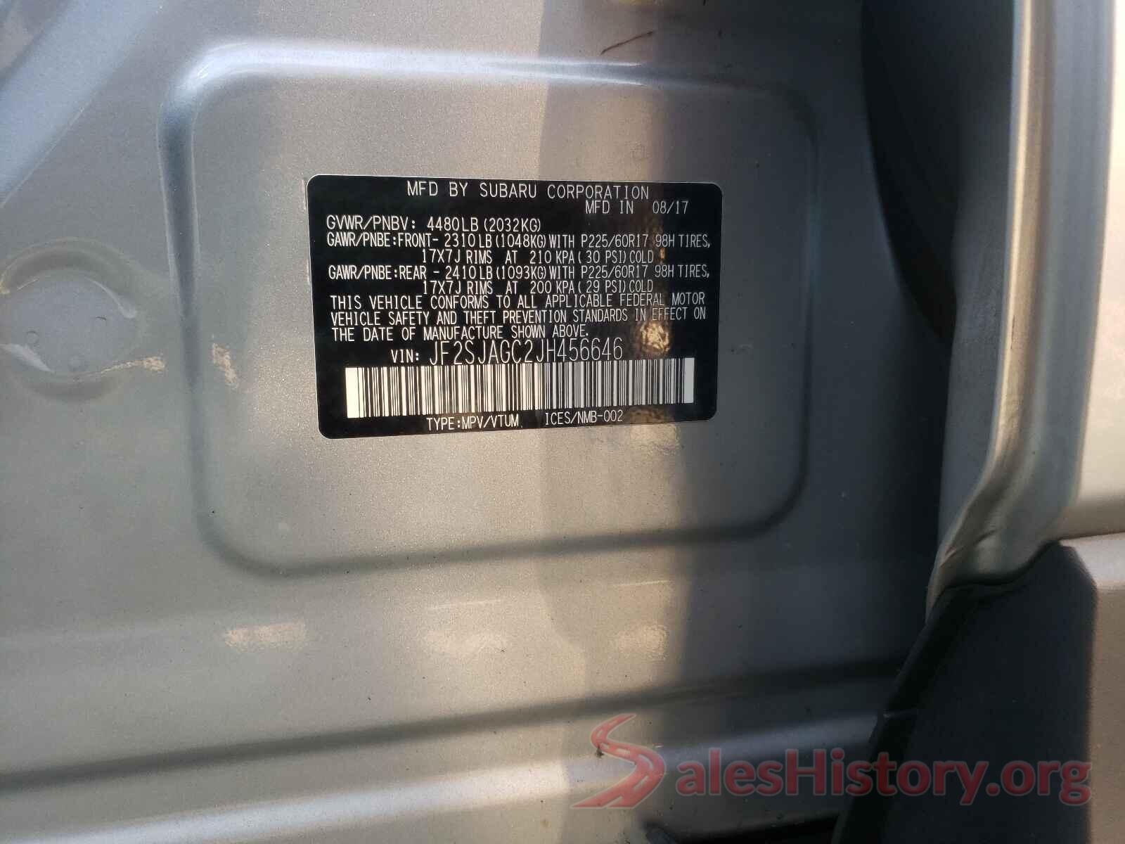 JF2SJAGC2JH456646 2018 SUBARU FORESTER