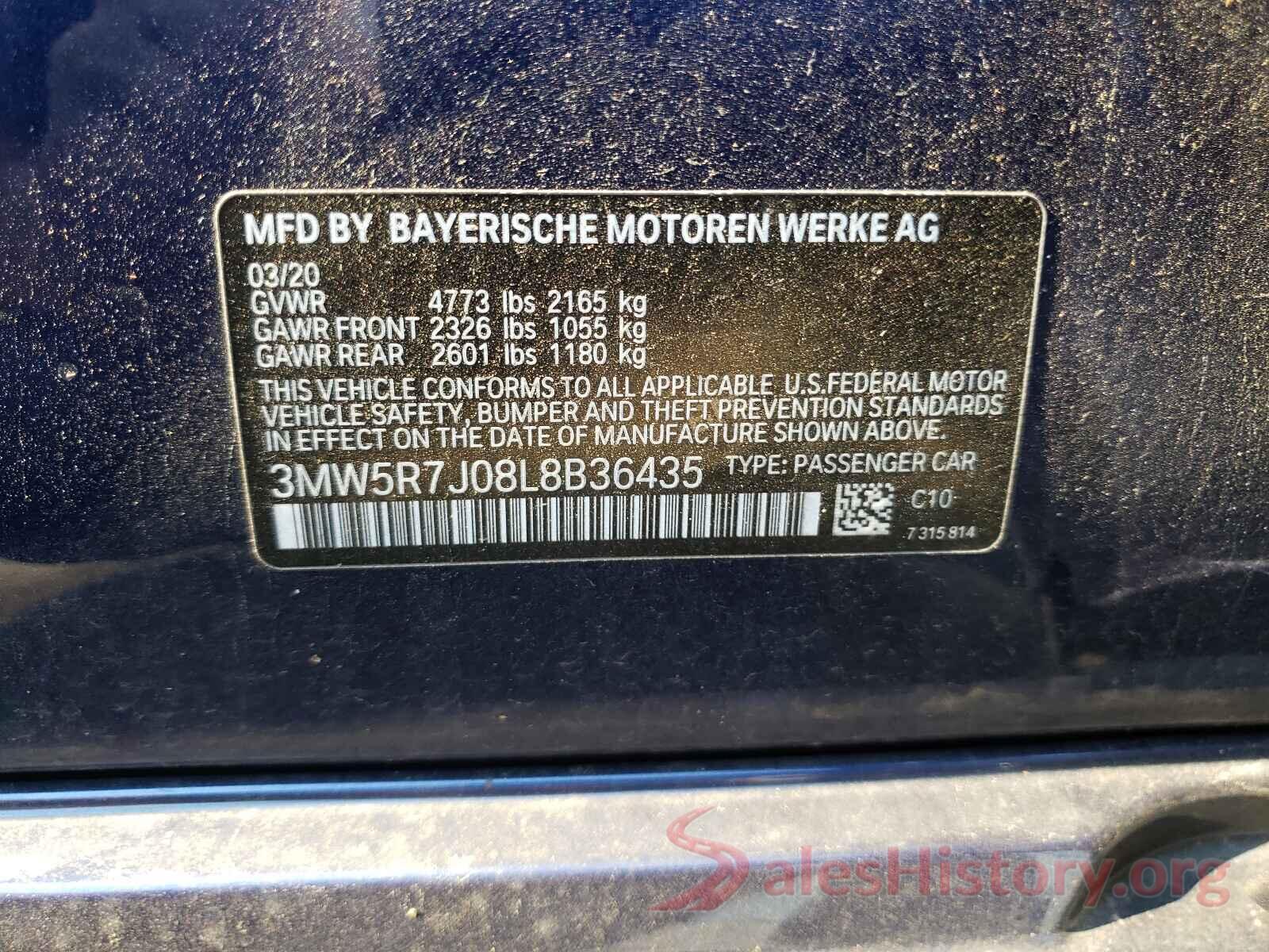 3MW5R7J08L8B36435 2020 BMW 3 SERIES