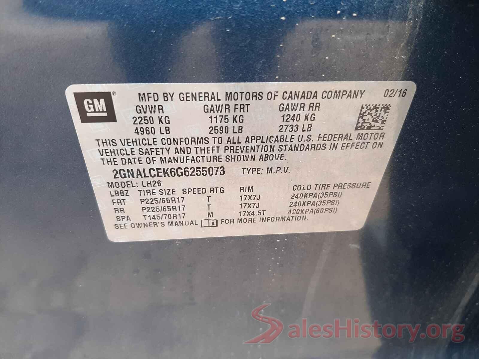 2GNALCEK6G6255073 2016 CHEVROLET EQUINOX