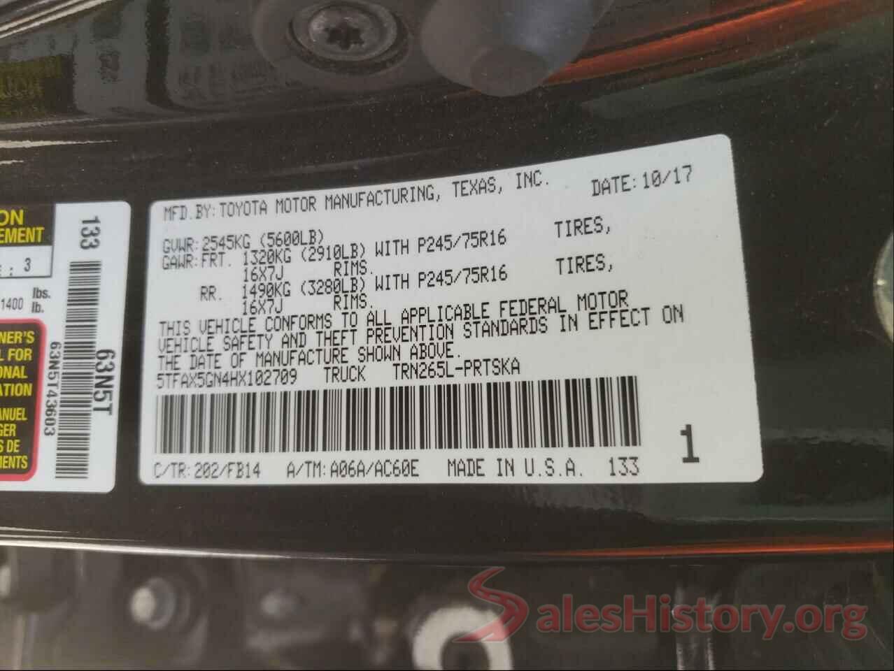 5TFAX5GN4HX102709 2017 TOYOTA TACOMA