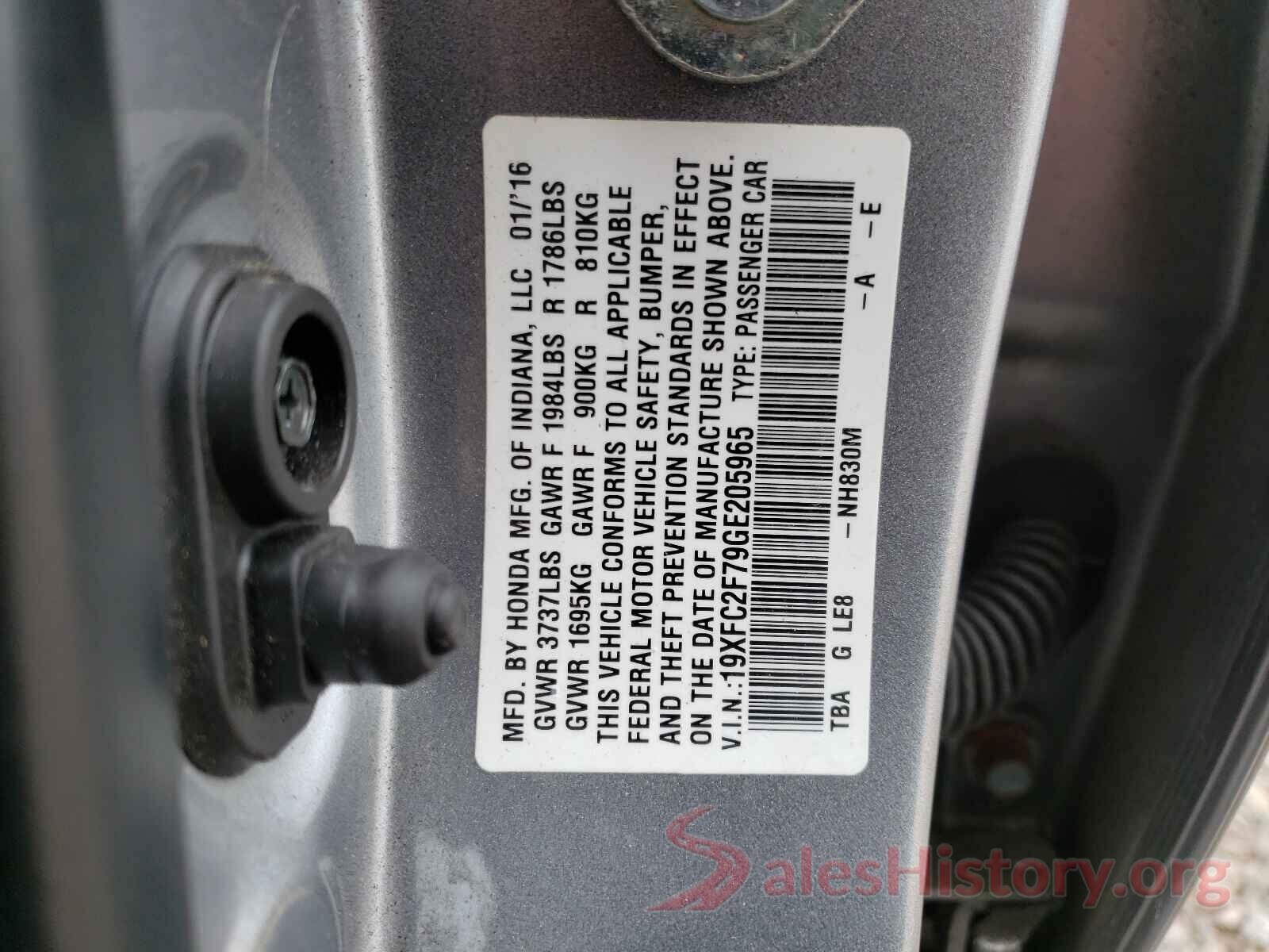 19XFC2F79GE205965 2016 HONDA CIVIC