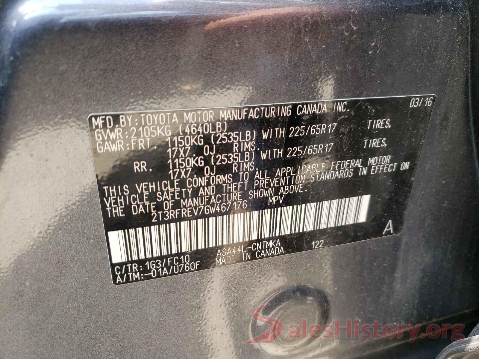 2T3RFREV7GW467176 2016 TOYOTA RAV4