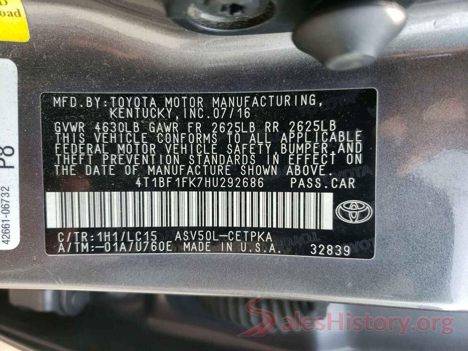 4T1BF1FK7HU292686 2017 TOYOTA CAMRY