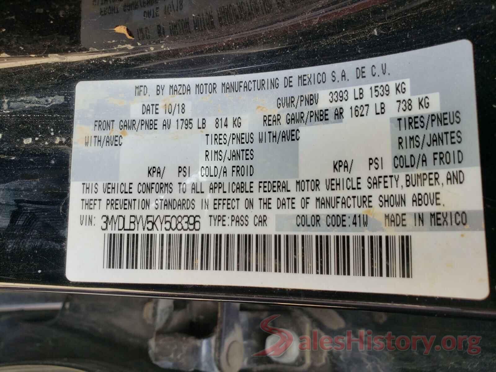 3MYDLBYV5KY508396 2019 TOYOTA YARIS