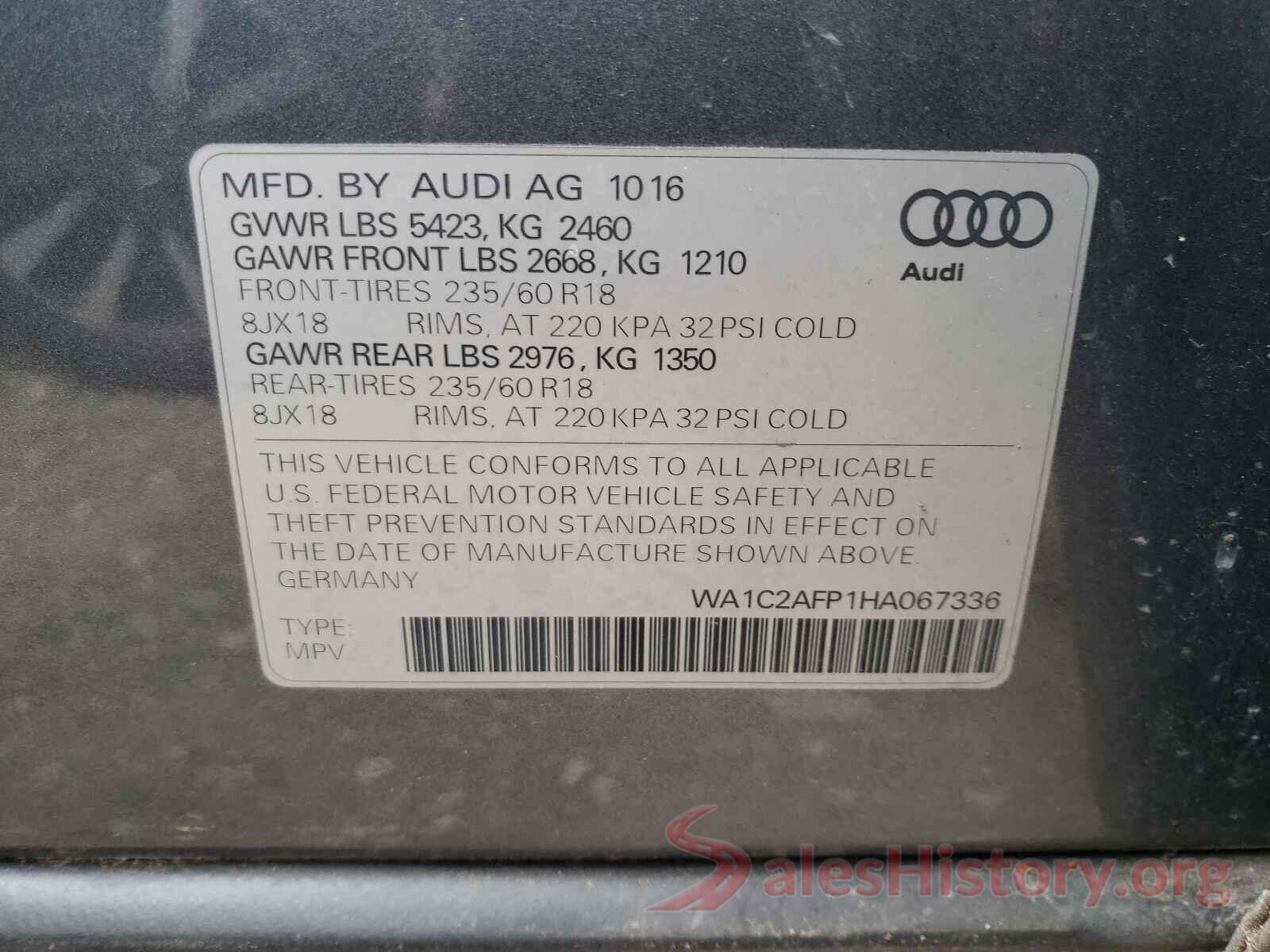 WA1C2AFP1HA067336 2017 AUDI Q5