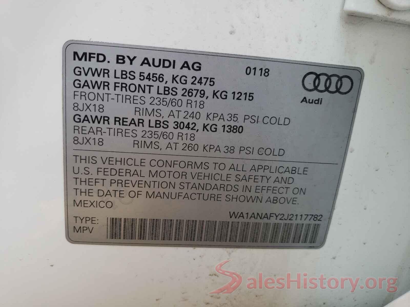 WA1ANAFY2J2117782 2018 AUDI Q5