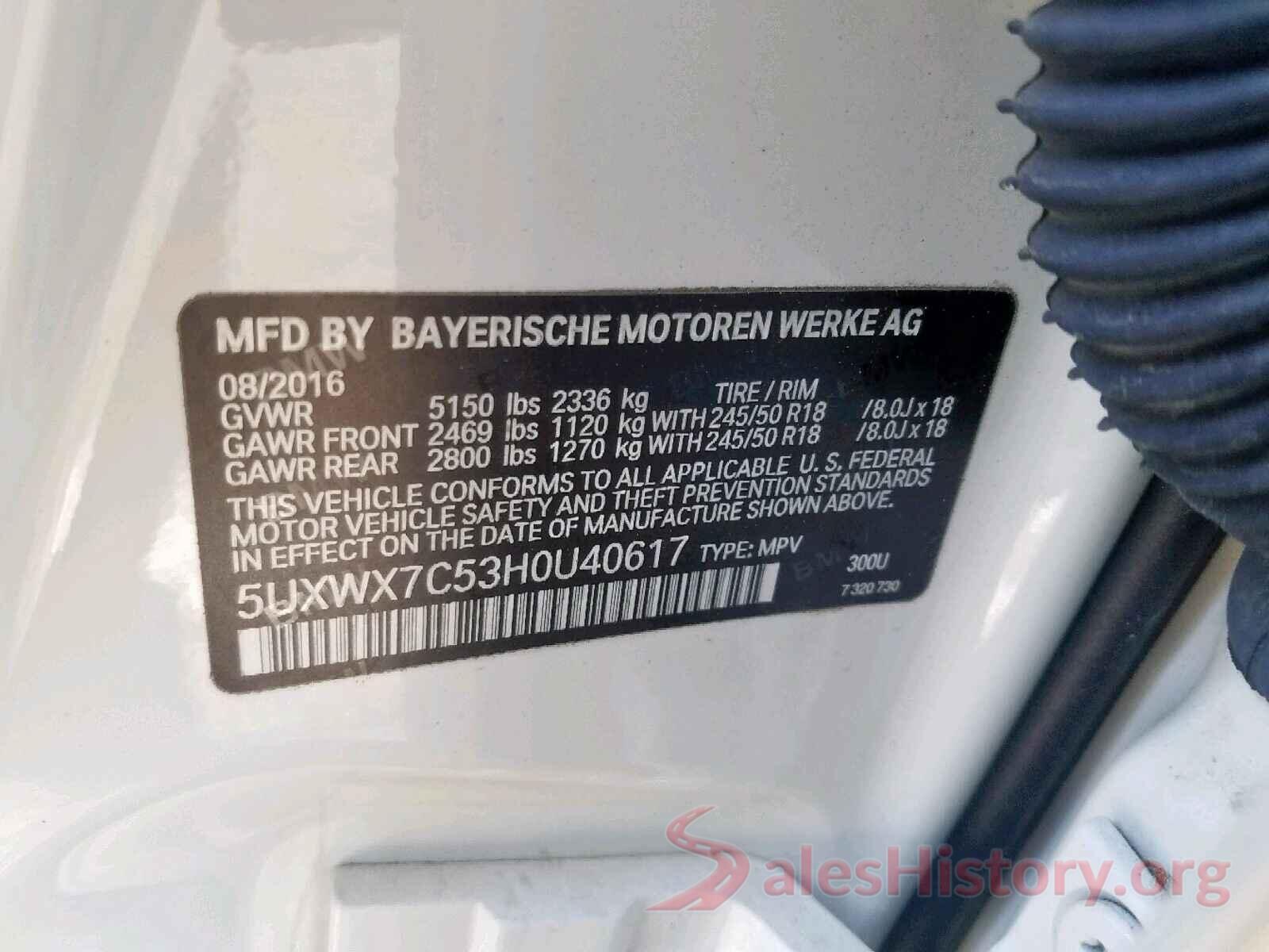 5UXWX7C53H0U40617 2017 BMW X3