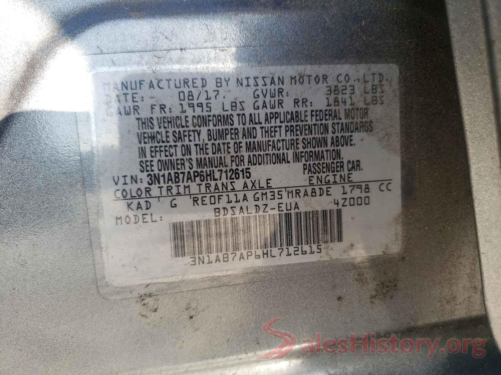 3N1AB7AP6HL712615 2017 NISSAN SENTRA