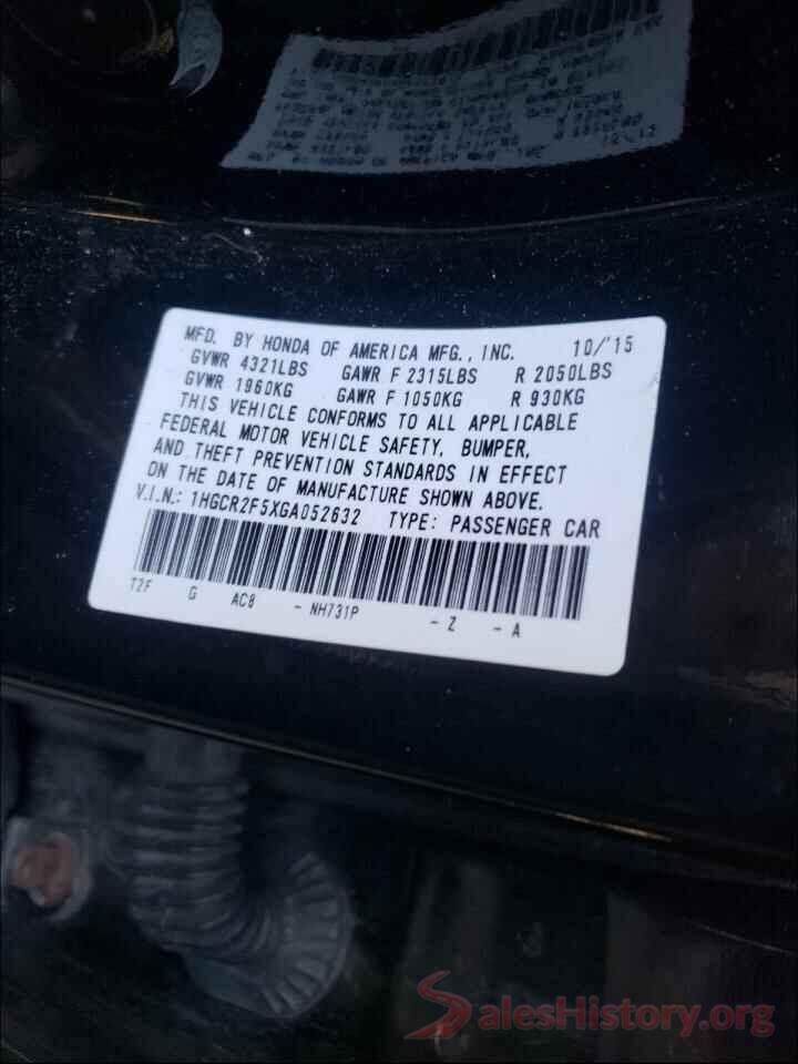 1HGCR2F5XGA052632 2016 HONDA ACCORD