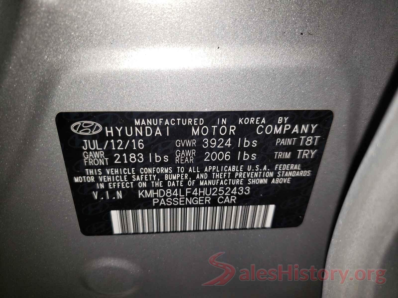 KMHD84LF4HU252433 2017 HYUNDAI ELANTRA