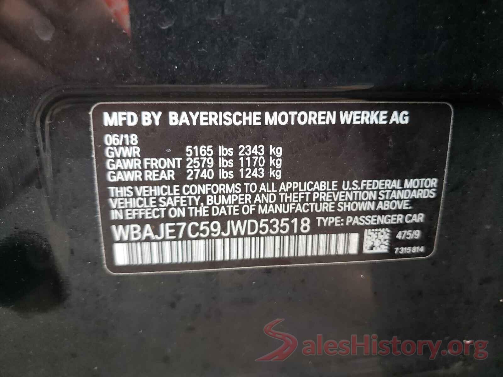 WBAJE7C59JWD53518 2018 BMW 5 SERIES