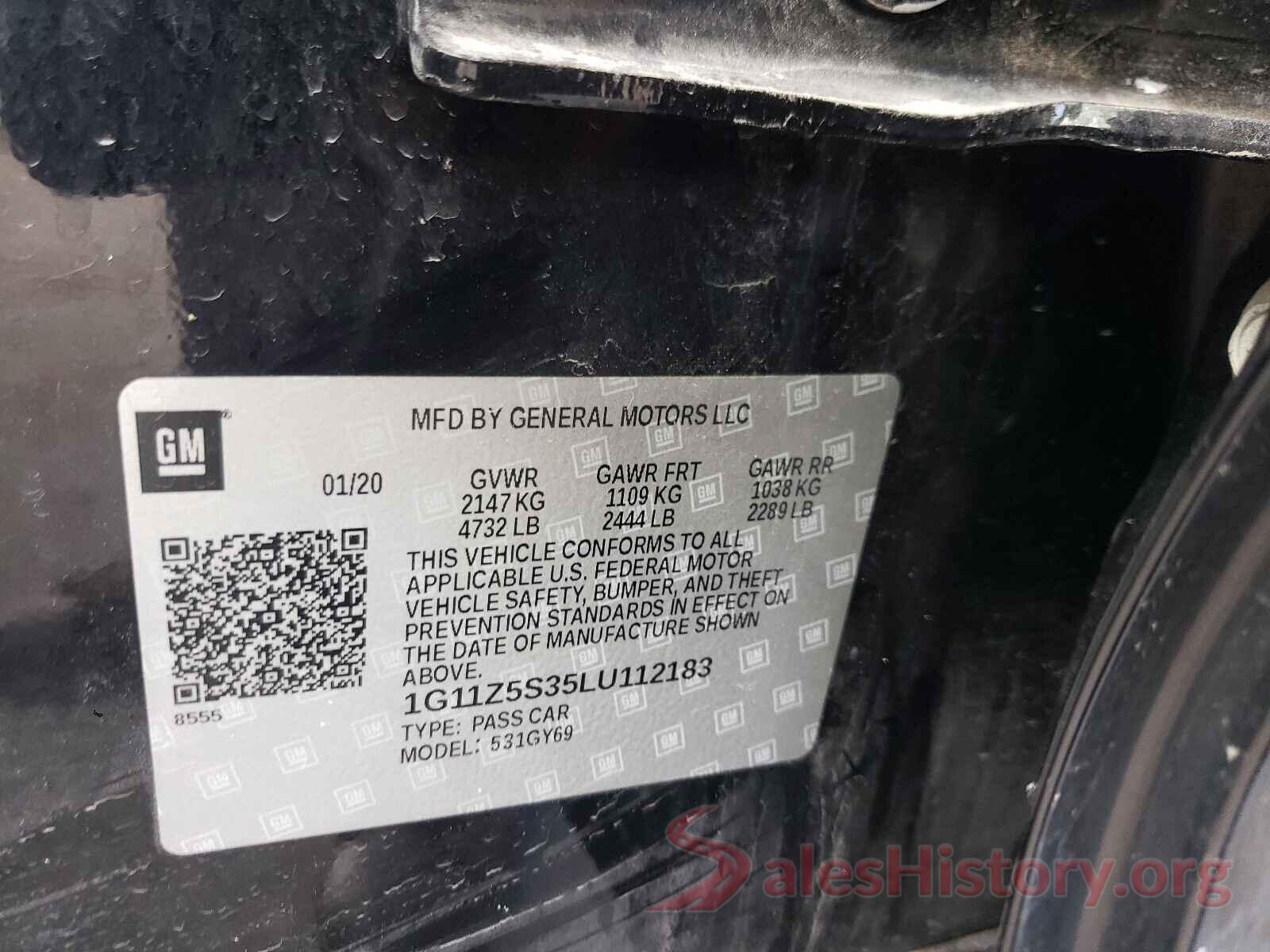 1G11Z5S35LU112183 2020 CHEVROLET IMPALA