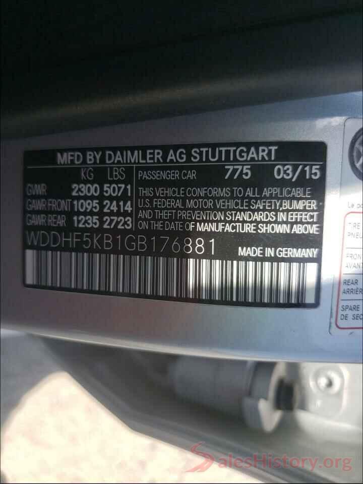 WDDHF5KB1GB176881 2016 MERCEDES-BENZ E-CLASS