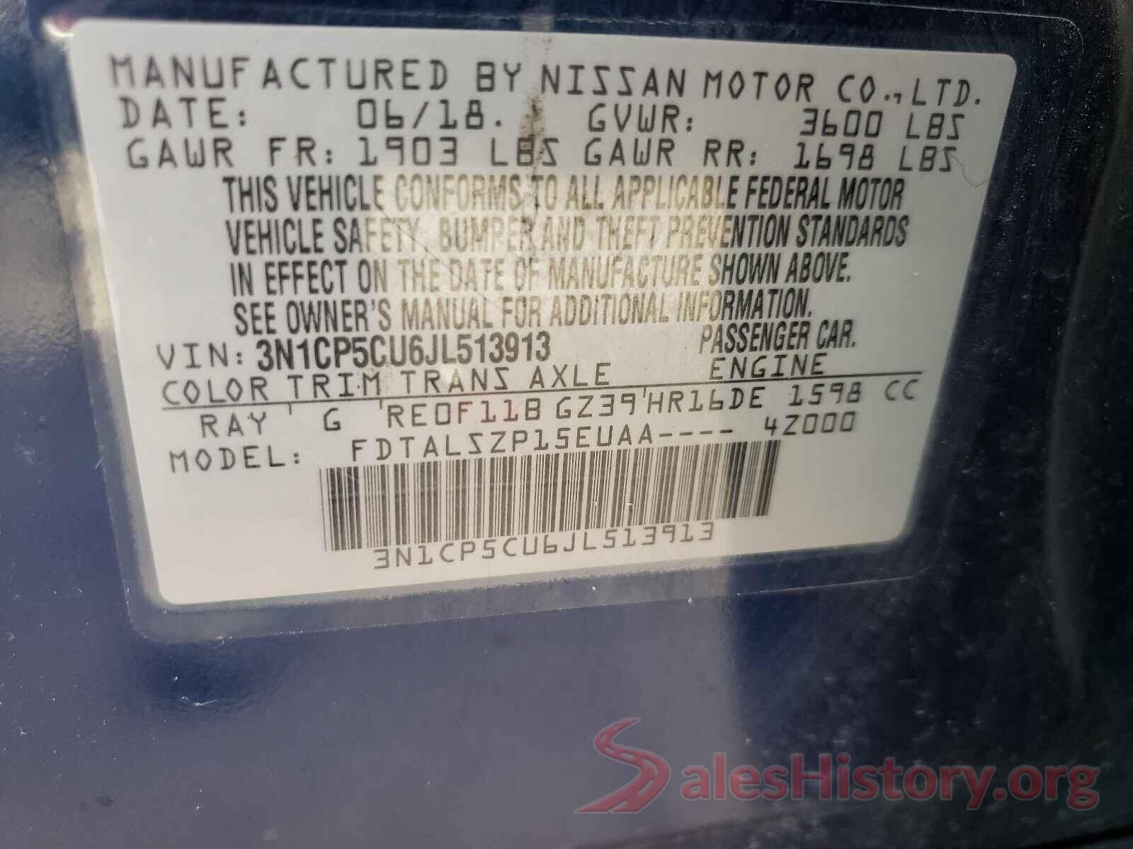 3N1CP5CU6JL513913 2018 NISSAN KICKS