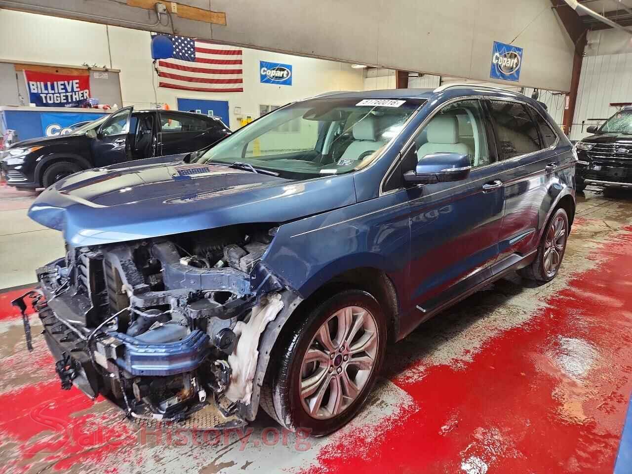 2019 FORD EDGE VIN 2FMPK4K97KBB95636, front 3/4 view