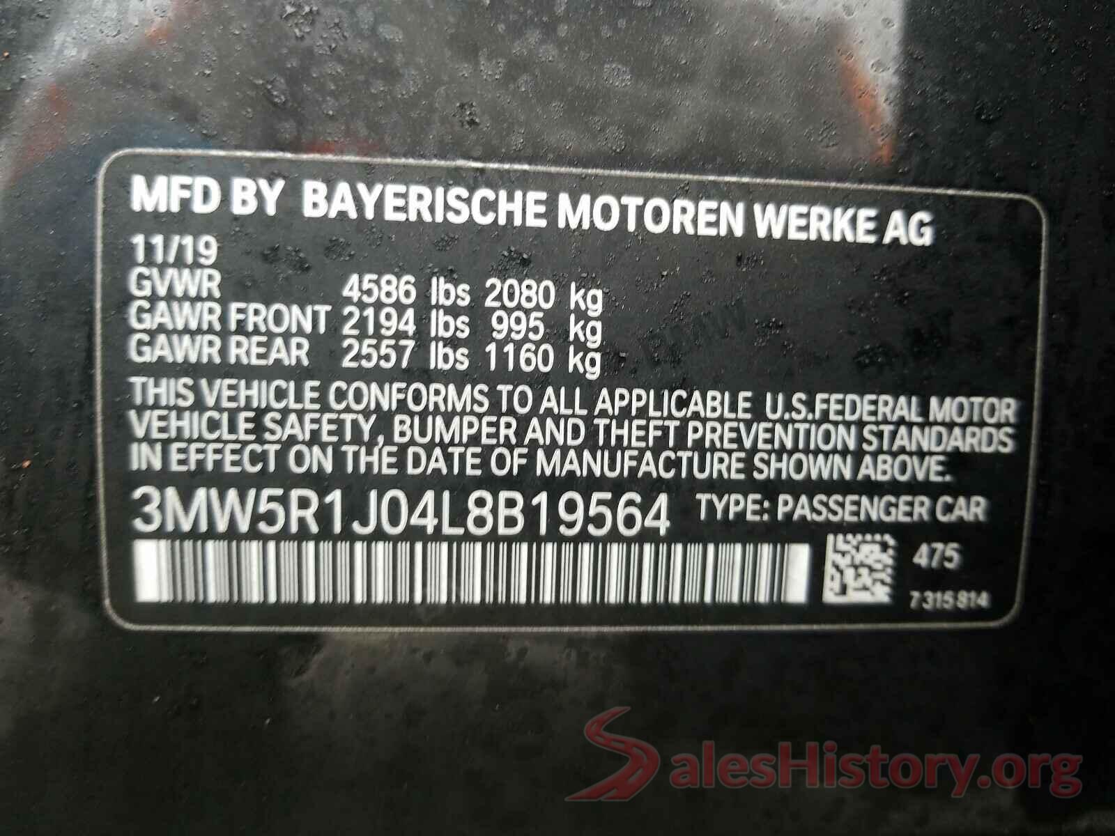 3MW5R1J04L8B19564 2020 BMW 3 SERIES