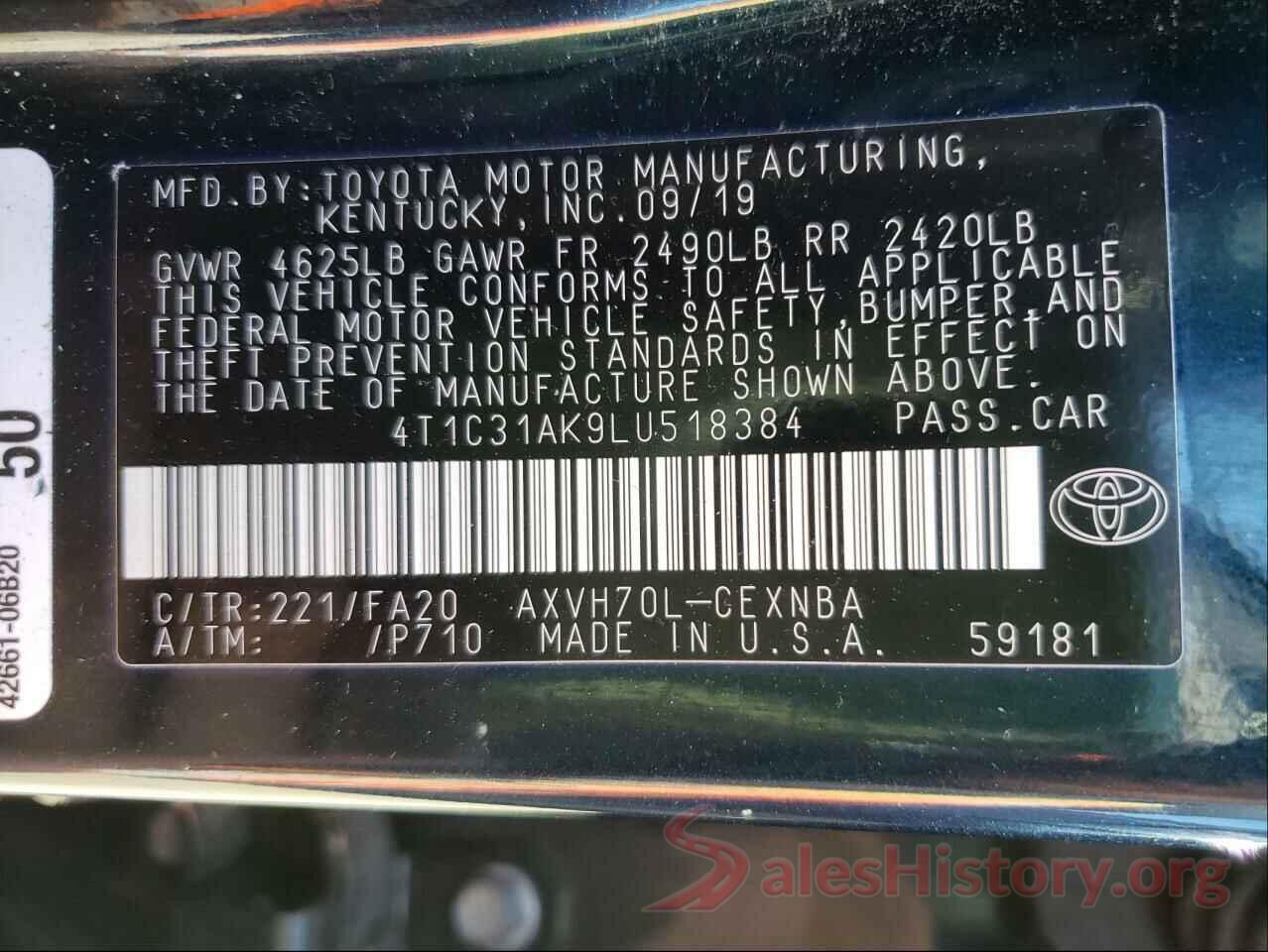 4T1C31AK9LU518384 2020 TOYOTA CAMRY