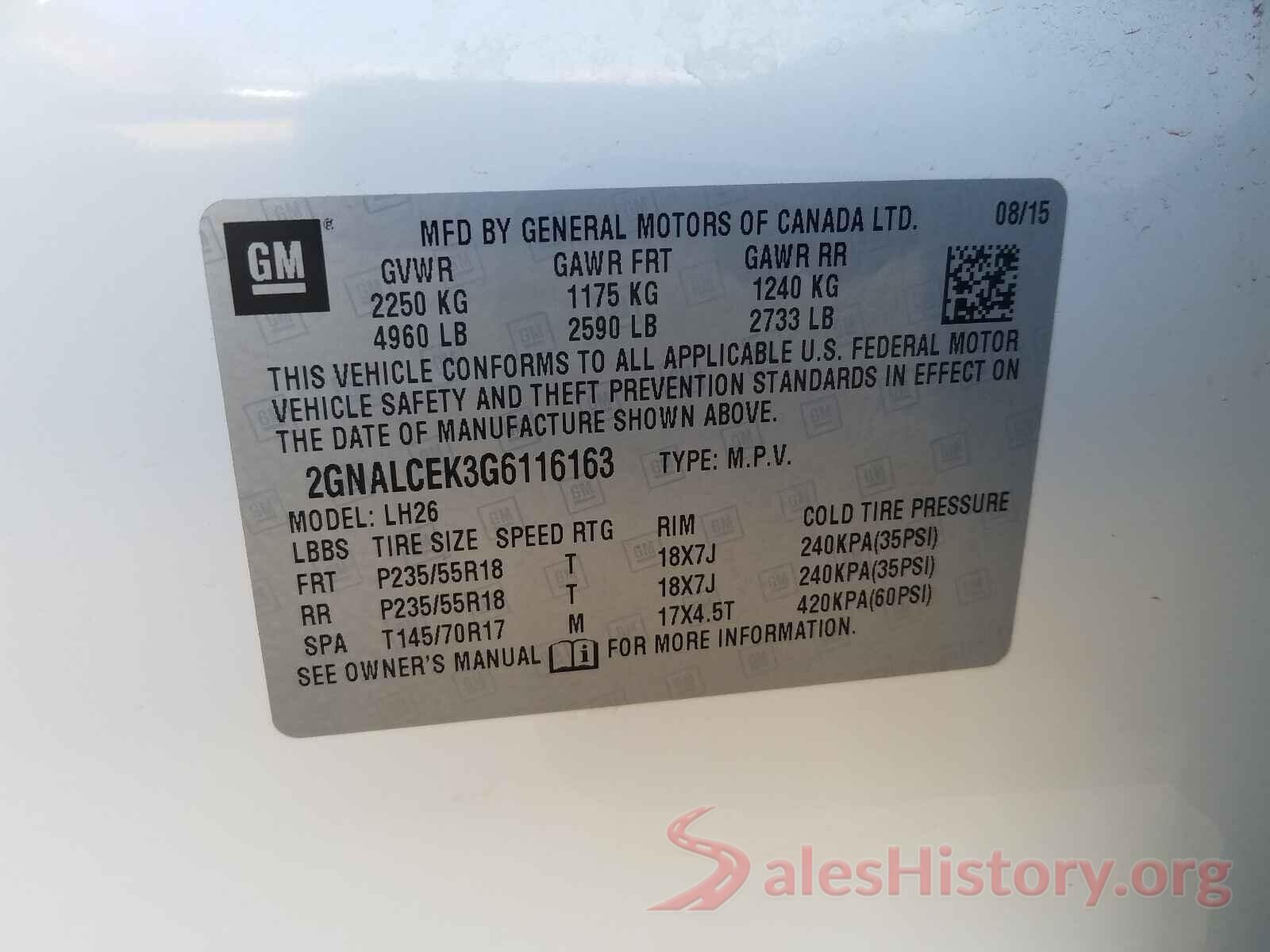 2GNALCEK3G6116163 2016 CHEVROLET EQUINOX