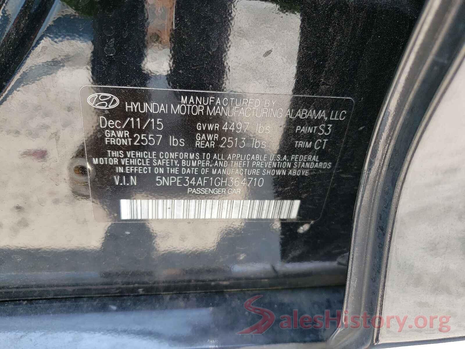 5NPE34AF1GH364710 2016 HYUNDAI SONATA