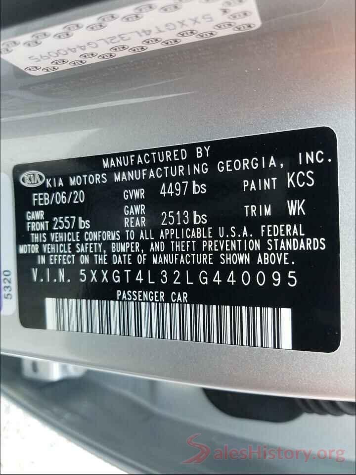 5XXGT4L32LG440095 2020 KIA OPTIMA