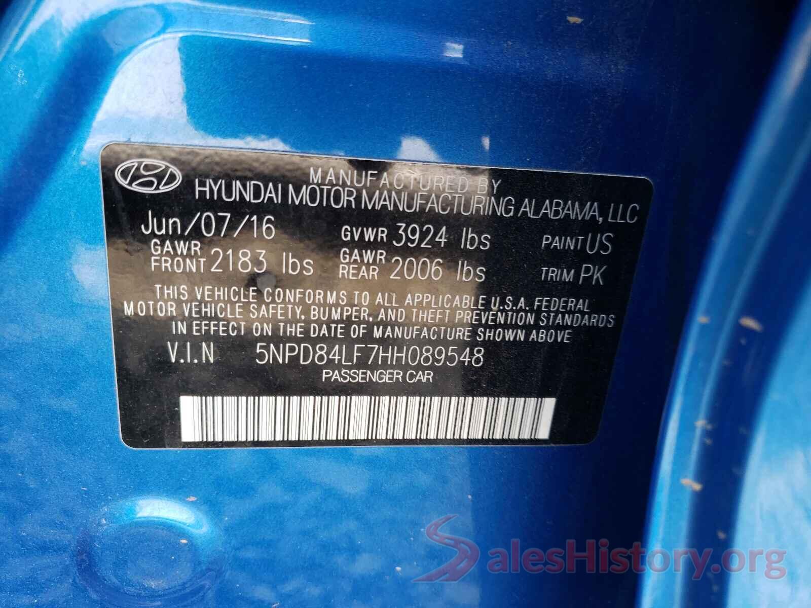 5NPD84LF7HH089548 2017 HYUNDAI ELANTRA