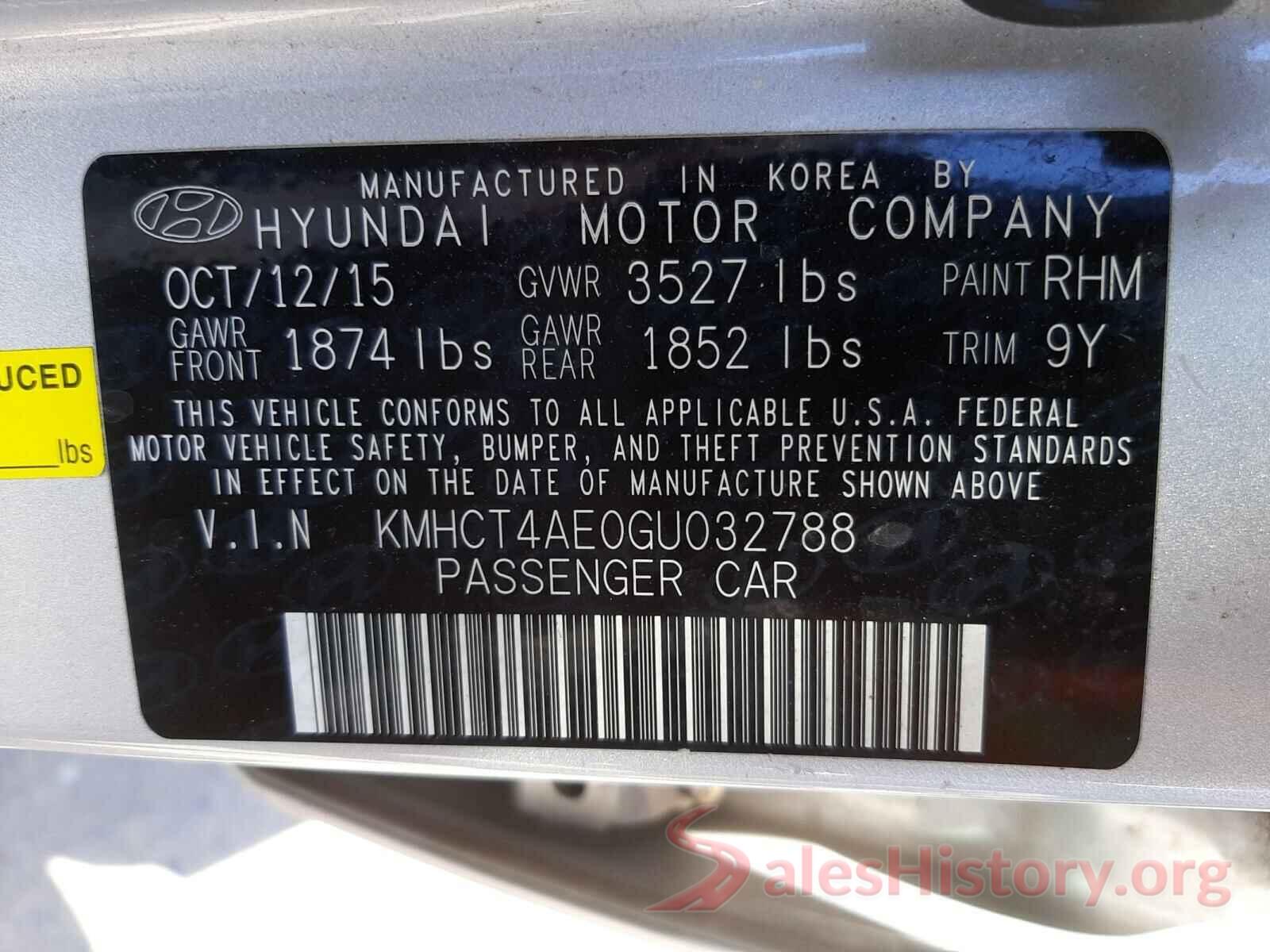 KMHCT4AE0GU032788 2016 HYUNDAI ACCENT