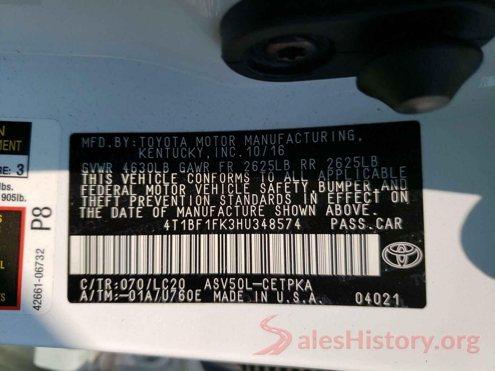 4T1BF1FK3HU348574 2017 TOYOTA CAMRY