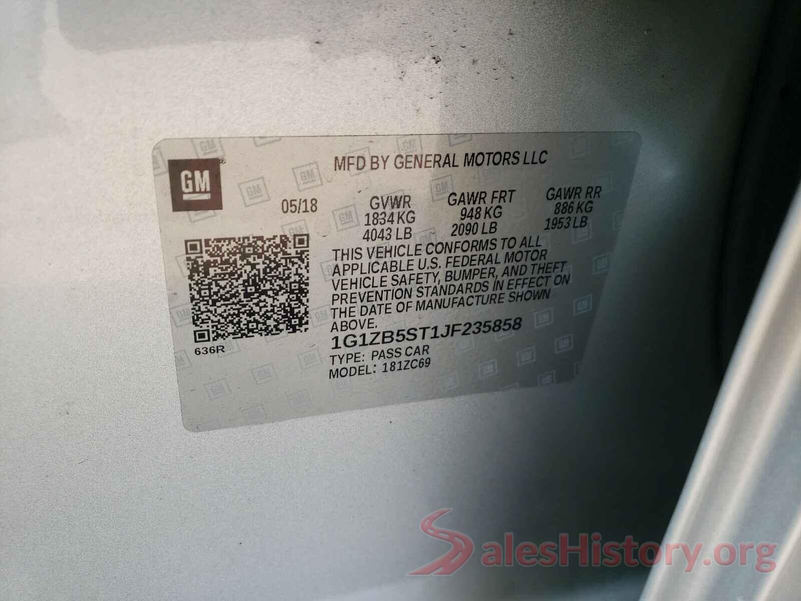 1G1ZB5ST1JF235858 2018 CHEVROLET MALIBU