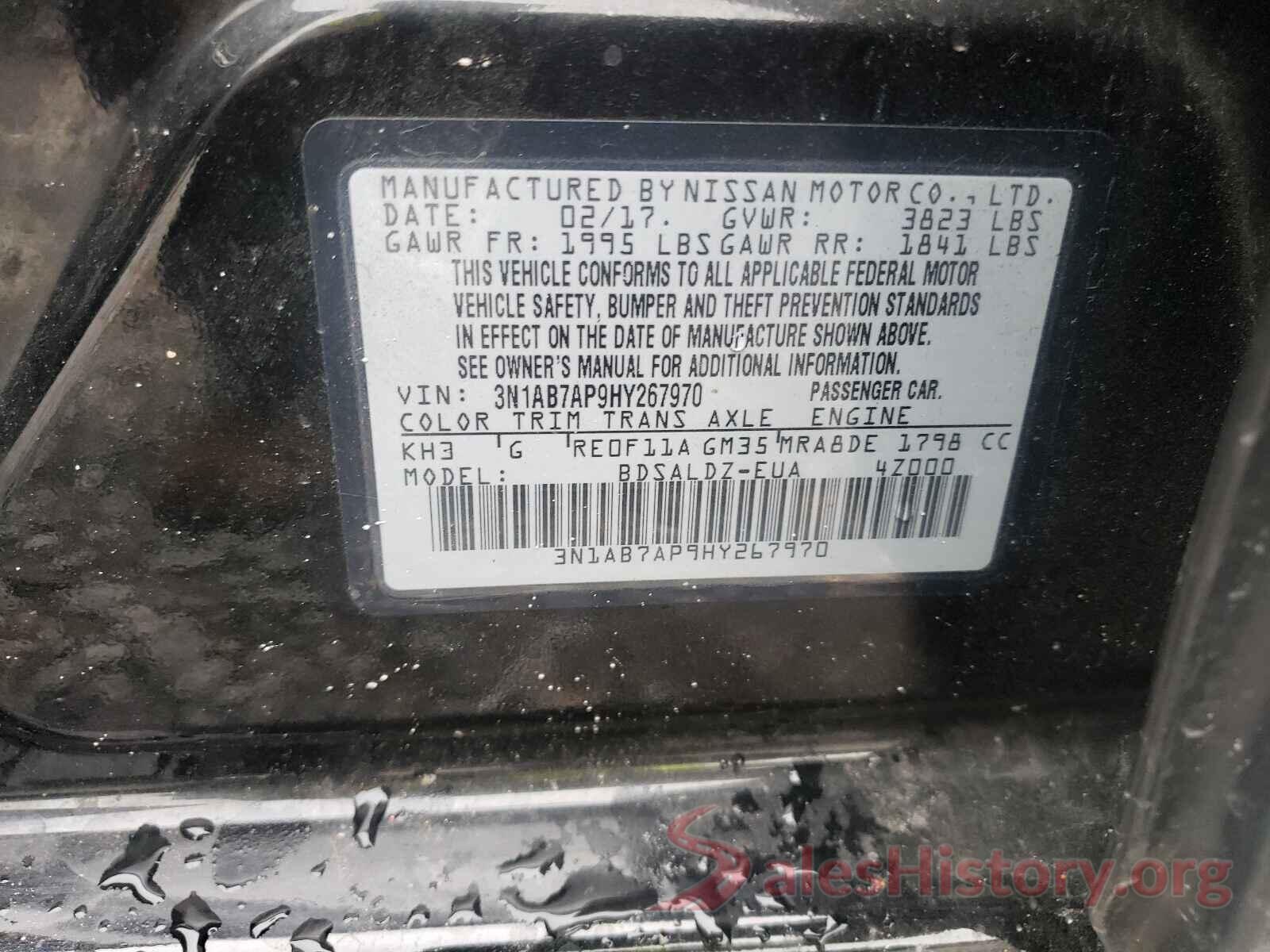 3N1AB7AP9HY267970 2017 NISSAN SENTRA